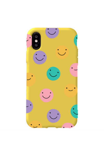 Other Apple iPhone Xs Max Colorful smiles Yellow Colored Silicone TPU Θήκη