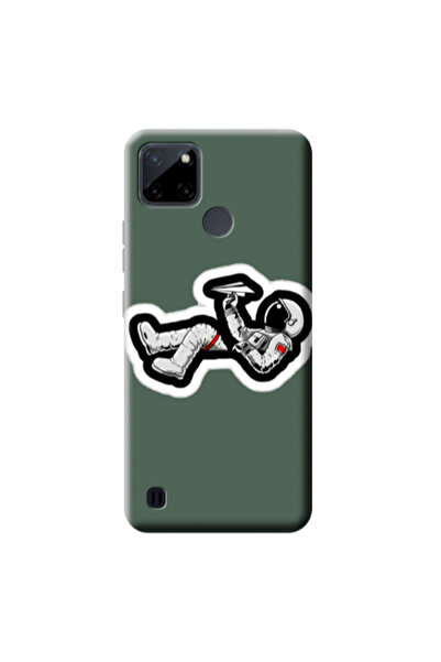 Other Realme C25Y Astronaut flies a plane Dark Green Colored Silicone TPU Θήκη
