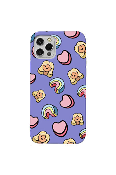 Other Apple iPhone 12 Pro Girl rainbow and hearts Purple Colored Silicone TPU...