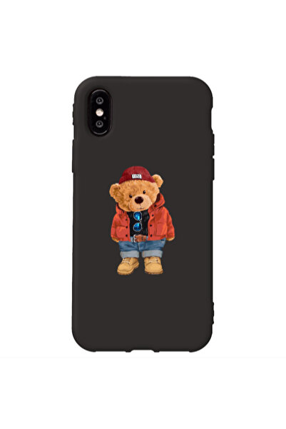 Other Apple iPhone Xs Max Bear in a hat Black Colored Silicone TPU Θήκη
