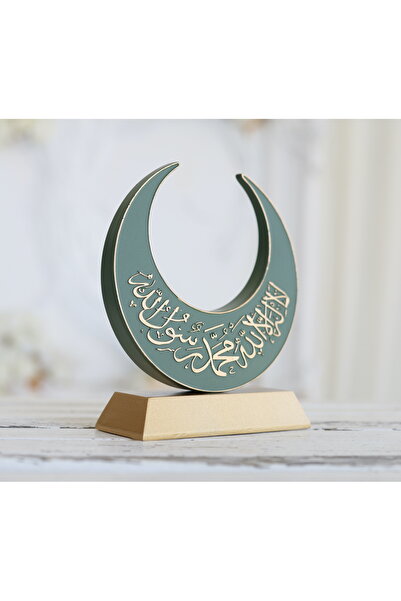 Gift Garden ÖZEL TASARIM KELİME-İ TEVHİD DETAYLI MASAÜSTÜ HİLAL DEKORATİF BİB...