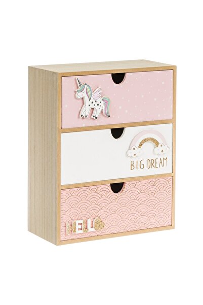 Z Store Cutie de depozitare din lemn cu 3 sertare, design curcubeu și unicorn...