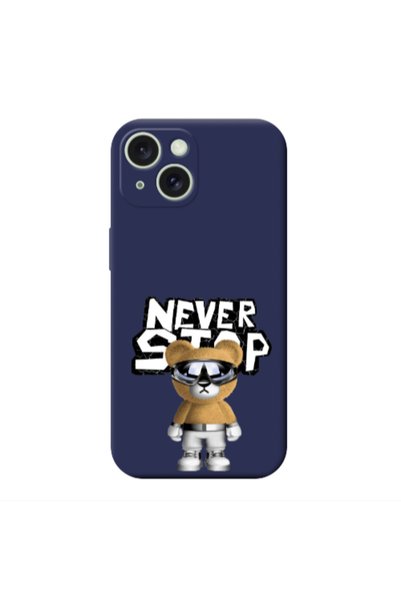 Other Apple iPhone 15 Plus Never stop Dark blue Colored Silicone TPU Θήκη