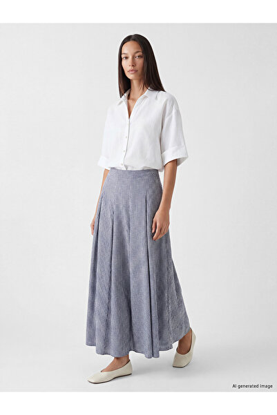 LC Waikiki I Beli Zippered Checkered Embroidered Pleated Skirt from Freezen S...