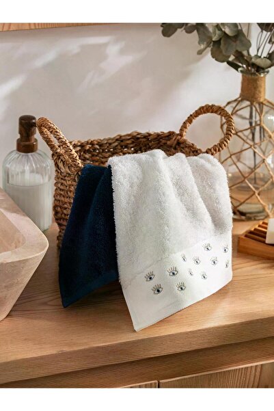 LC Waikiki Lcw Home Ecru Cotton Embroidered Hand Towels Set of 2 30X50 cm