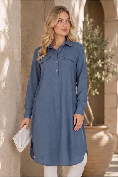 Alvina Shirt Collar Long Tunic 41444