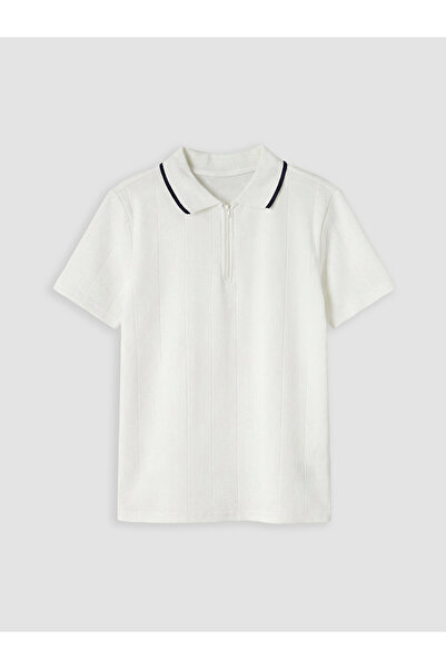 LC Waikiki Polo Neck Textured Boy's T-Shirt