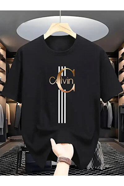 212Wear تي شيرت للأولاد بتصميم جرافيك - تي شيرت صيفي أسود بخطوط بيضاء وحروف ذ...