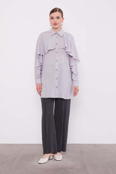 Levidor Gray Flywheel Detail Buttoned Shirt