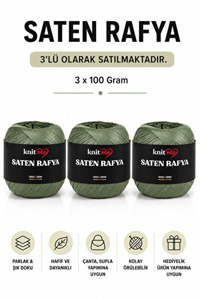 knitme Saten Rafya 100 Gr 125 Mt Çanta İpi Supla İpi 3 adet