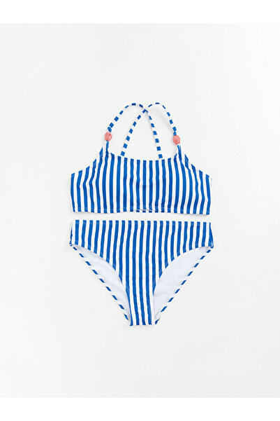 LC Waikiki Navy Blue Striped Girl's Bikini