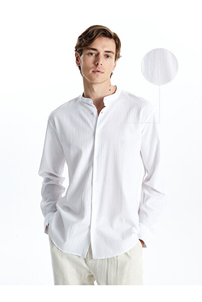 LC Waikiki Nevavm Regular Fit Long Sleeve Men's Textured Shirt with Difference