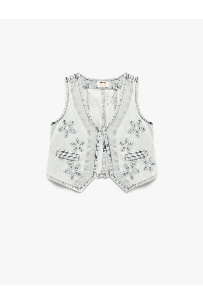 Koton Floral Jean Vest