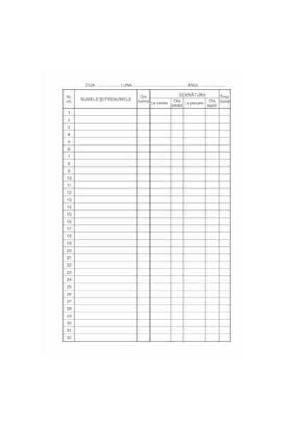 OEM Carnet de prezență, format A4, model cu 32 de pagini, hârtie offset de 60...