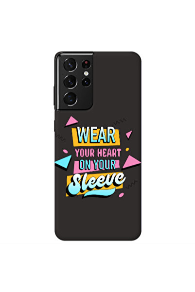 Other Samsung S21 Ultra Wear Your Heart Black Colored Silicone TPU Θήκη