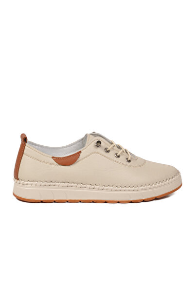 AYAKMOD Pantofi casual de damă cu talpă ortopedică din piele naturală bej 3030 Z