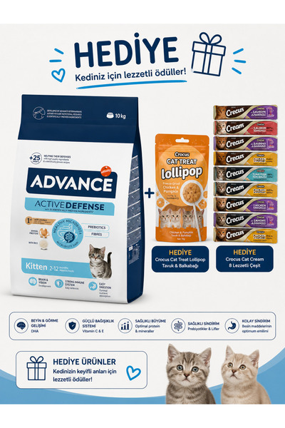 Advance Kitten Tavuklu Ve Pirinçli Yavru Kedi Maması 10 Kg HEDİYELİ