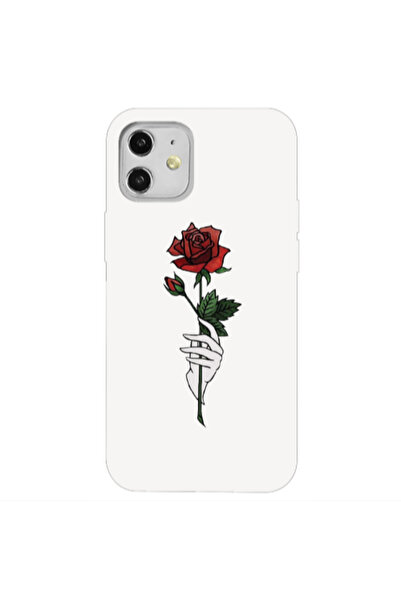 Other Apple iPhone 12 Rose in hand Dark blue Colored Silicone TPU Θήκη