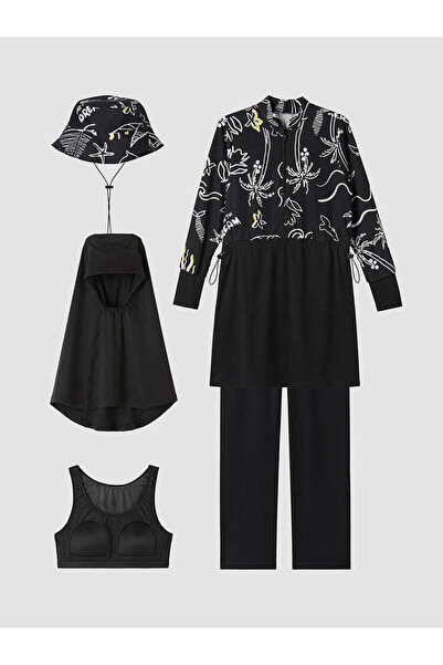 LC Waikiki Vizyon New Season Hakim Collar Patterned Women's Hijab Swimsuit Set