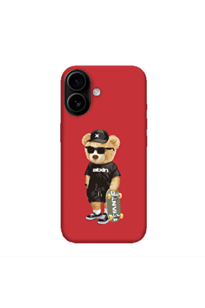 Other Apple Iphone 16 plus Bear with glasses Red Colored Silicone TPU Θήκη