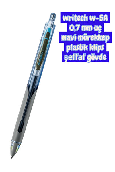 SEYFİKİRTASİYE writech W-5A AGE 0,7 MM şeffaf MAVİ GÖVDE mavi mürekkep jel tü...