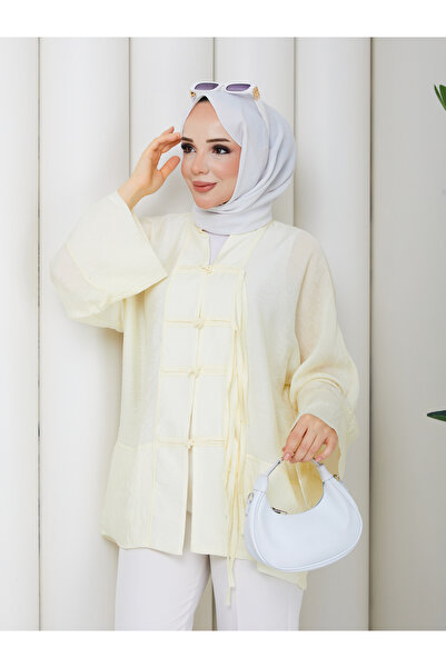 ELAY Fashion تونيك نسائي كبير الحجم من قماش المودال باللون الأصفر