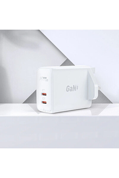 Acefast شاحن حائط A32 GaN PD50W مع منفذين USB-C - قابس بريطاني باللون الأسود