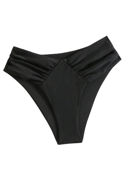 OEM Bikini dama in forma de V, negru, poliester, marimea S