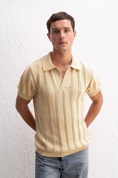 Hiccup GIESTO Tricou polo bărbătesc din bumbac texturat