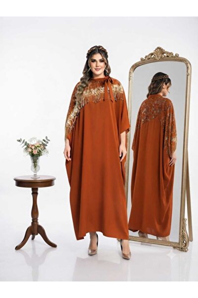 sea gulf Luxurious Robe with Embroidery on the Front with 3D Embroidery and o...