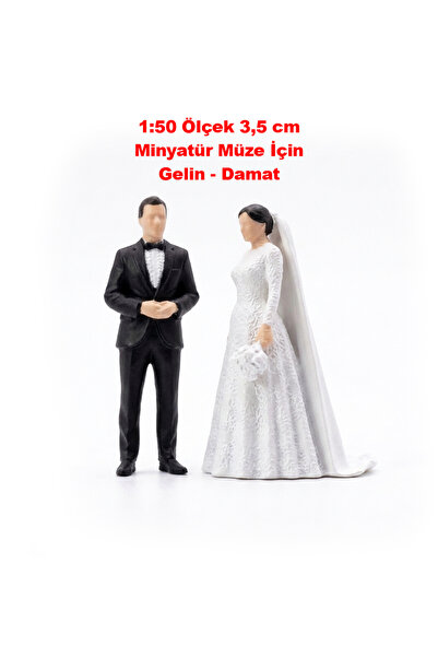 Minyatür Gelin Damat Figürü - Minyatür Müze için Maket 3,5 cm