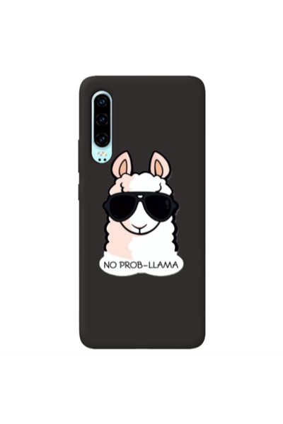 Other Huawei P30 No prob-lama Black Colored Silicone TPU Θήκη