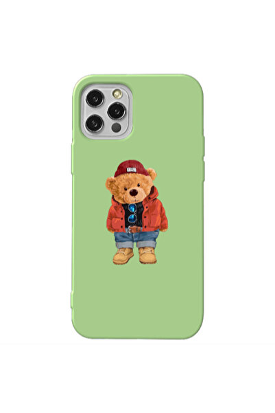 Other Apple iPhone 12 Pro Bear in a hat Light Green Colored Silicone TPU Θήκη