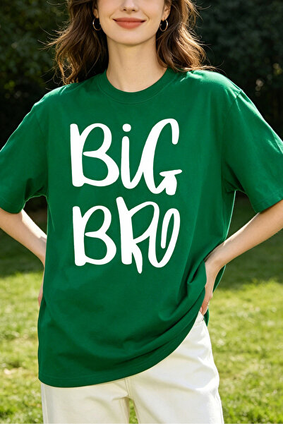 Fleck Womens T Shirts Big Bro Graphic Print Casual Loose Fit Summer Top Trend...