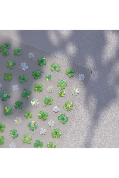 Choice1 1pcs 1Pcs Shiny Green Four Leaf Clover Nail Stickers Autumn Colorful ...