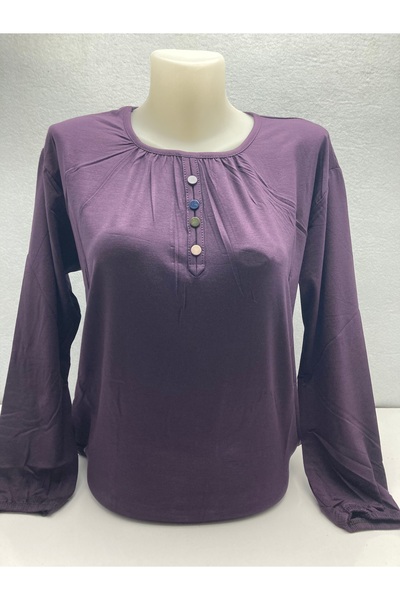 LÜKS MİRAYDA Dark Plum Mother-Of-The-Bride Cotton with Elasticated Sleeves an...