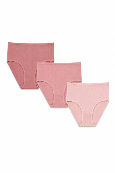 NBB Pink Rose Powder 3-Piece Ribbed High Waist Panties