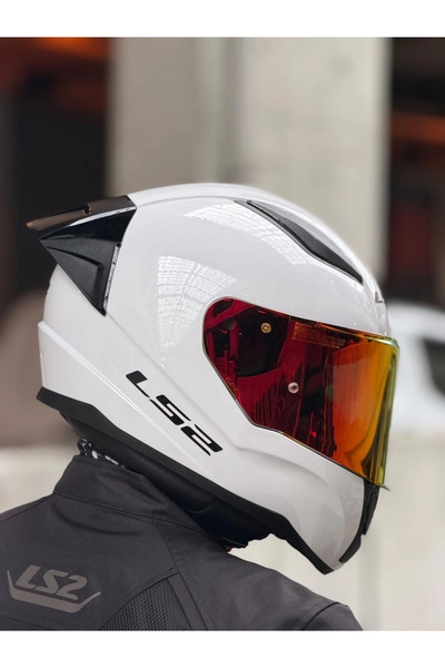 LS2 RAPID 2 BEYAZ KASK (KIRMIZI VİZÖR + SPOILER)