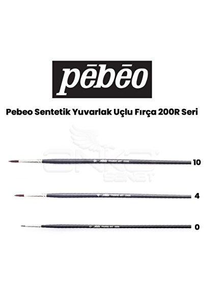 Pebeo 200R serisi Yuvarlak Uçlu Kaliteli Sentetik Fırça No:0 Uzun Sap ,Yağlı,...