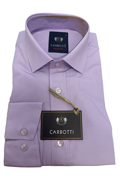 OEM Camasa barbati lila deschis cu dungi, maneca lunga, slim fit, bumbac-poli...