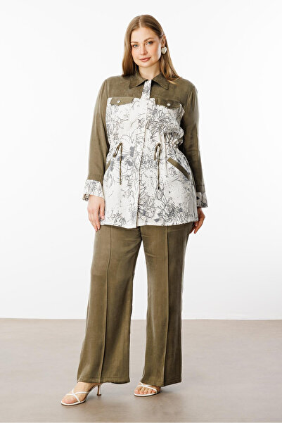 Gilda Shirt Collar Pocket Cover Tunic Khaki