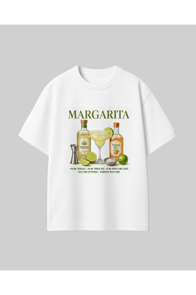 RF Studio Margarita Cocktail Printed 100% Cotton Unisex Oversize T-Shirt T-Shirt