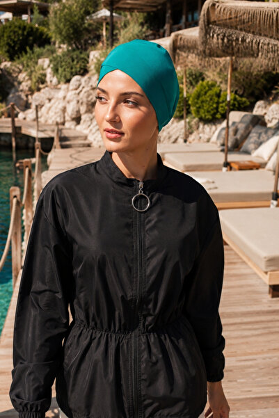 armonika Women's Green Front Single Pleated Bonnet Arm-26Y001010