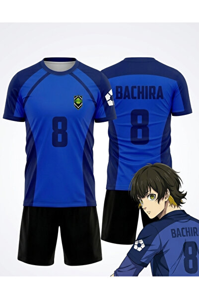 Rang store Takım Şortlu MAVİ Blue Lock 8 BACHIRA tshirt Forma Unisex forma