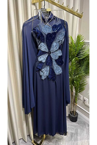 Kurtah Luxury Embroidered 3D Flower Evening Dress Women Chiffon Cape Evening ...