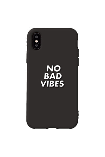 Other Apple iPhone Xs No bad vibes Black Colored Silicone TPU Θήκη