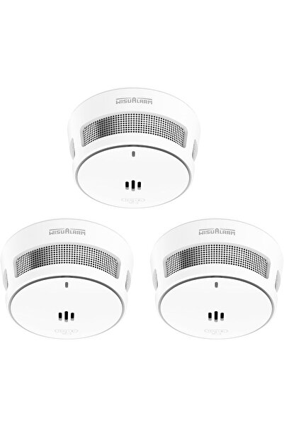 WISUALARM Alarma de fum, baterie de 10 ani, alarma de incendiu pachet 3 bucati