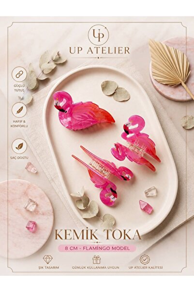 Up Atelier Sedefli Pembe Flamingo KemikToka 8cm