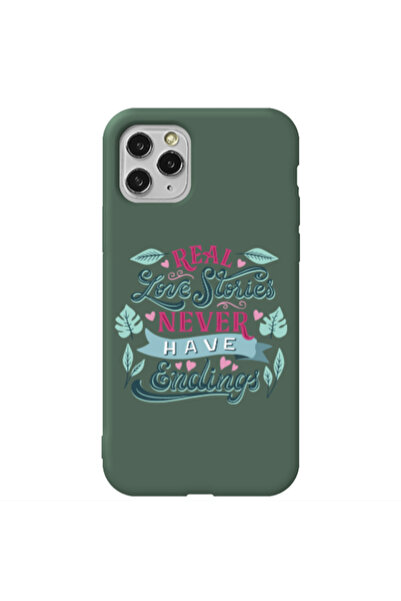 Other Apple iPhone 11 Pro Love Stories Dark Green Colored Silicone TPU Θήκη