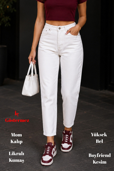 CEDY DENIM Mom Fit Jean High Waist Boyfriend Cut Lycra Stretch Women's Jeans ...